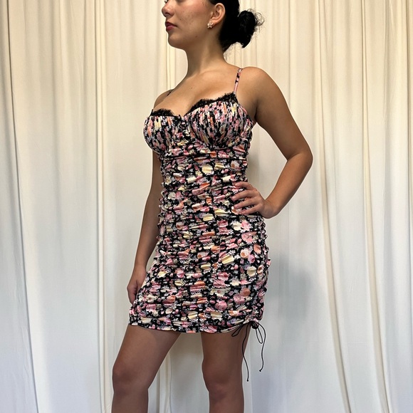For Love & Lemons Black Gardenia Floral Bustier Corset Mini Dress size M - Picture 5 of 8